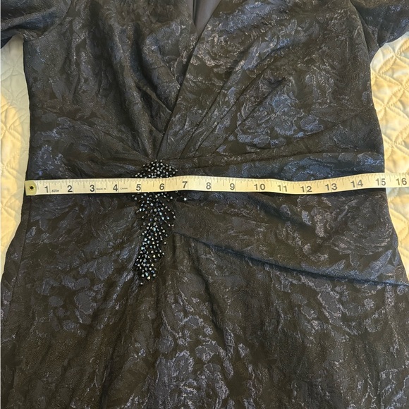 Teri Jon size 8 Embellished Jacquard Puff-Sleeve Gown - Picture 10 of 10